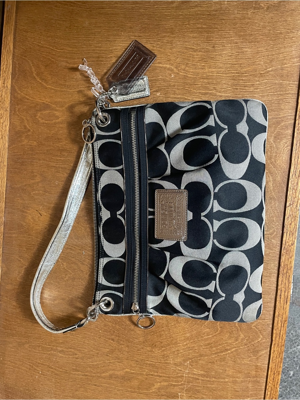 Coach Black and Silver Wristlet